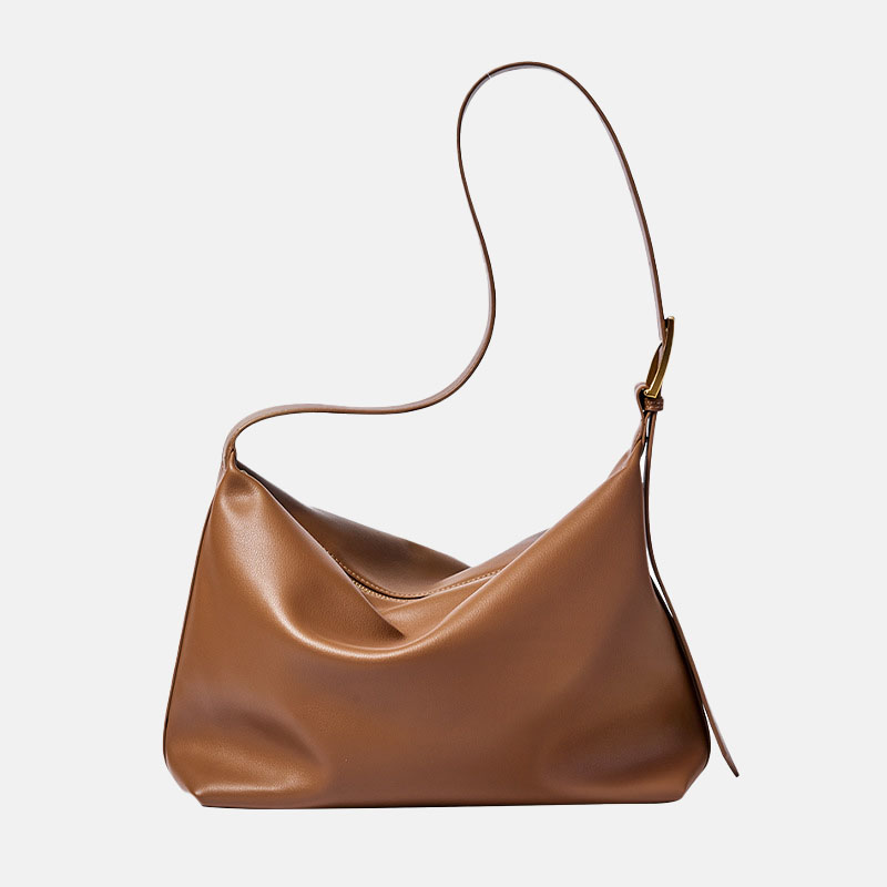 Women s Minimalist Leather Zip Top Hobo Shoulder Bag