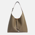 Women's Vintage Genuine Leather Drawstring Buckle Tote Bag