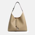 Women's Vintage Genuine Leather Drawstring Buckle Tote Bag