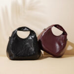 Women's Vintage Genuine Leather Pleated Bucket Bag