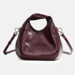 Women's Vintage Genuine Leather Pleated Bucket Bag