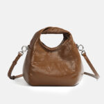 Women's Vintage Genuine Leather Pleated Bucket Bag