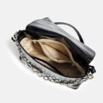 Women's Vintage Leather Chain Baguette Bag