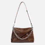 Women's Vintage Leather Chain Baguette Bag