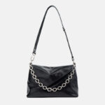 Women's Vintage Leather Chain Baguette Bag