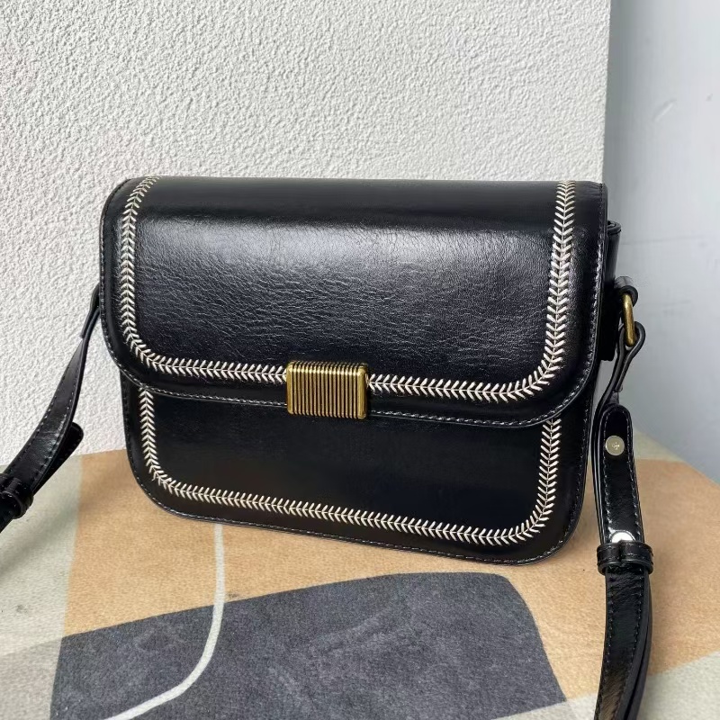 Damen Vintage Magnetverschluss Crossbody Umhängetasche aus echtem Leder photo review