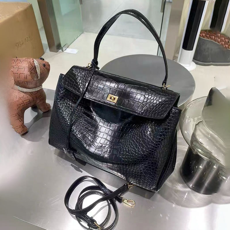 Women's Croc Print Soft Leather Top Handle Bags