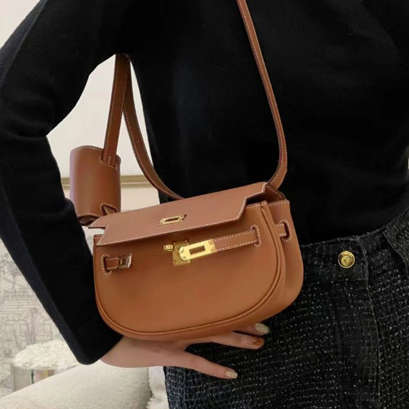 Sacoche en cuir véritable pour femmes avec fermeture à clé