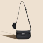 Women's Genuine Leather Crossbody Lock Closure Saddle Bag