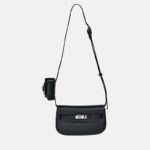 Women's Genuine Leather Crossbody Lock Closure Saddle Bag