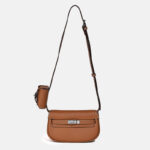 Women's Genuine Leather Crossbody Lock Closure Saddle Bag