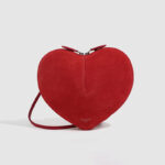 Women's Mini Suede Leather Genuine Heart-Shaped Crossbody Bag