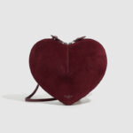 Women's Mini Suede Leather Genuine Heart-Shaped Crossbody Bag