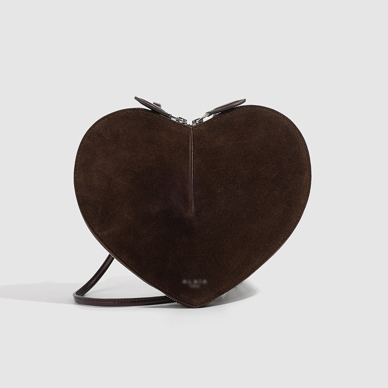 Women's Mini Suede Leather Genuine Heart-Shaped Crossbody Bag