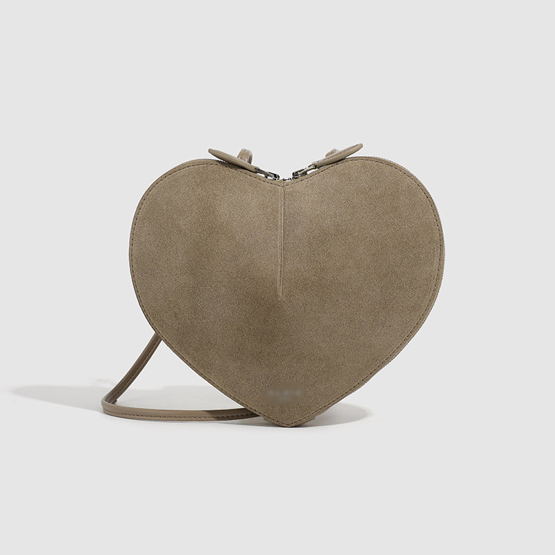 Women's Mini Suede Leather Genuine Heart-Shaped Crossbody Bag