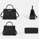 Minimalistische Damen Tasche aus echtem Leder mit zwei Reißverschlusstaschen und Verschluss am oberen Griff