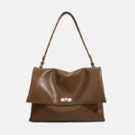 Women's Minimalist Genuine Leather Flap Shoulder Bag