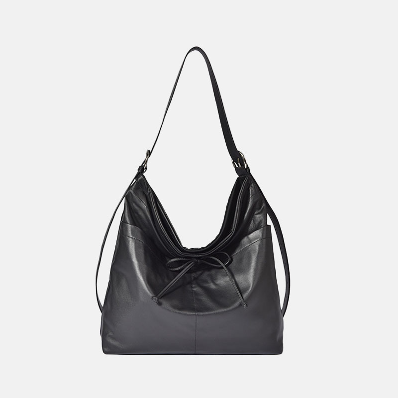 Women's Minimalist Genuine Leather Hobo Tote Bag