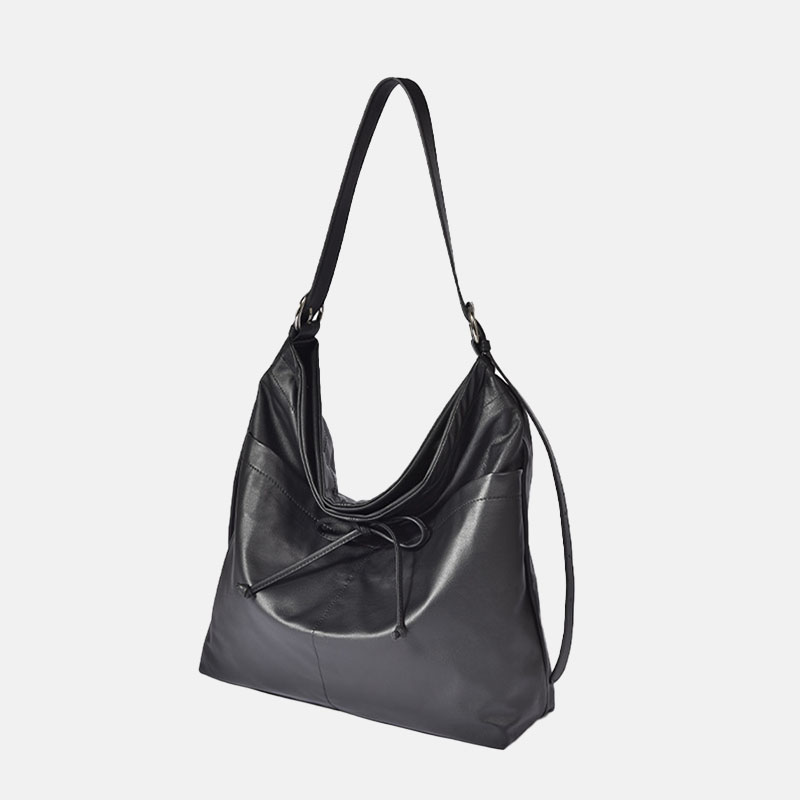 Women's Minimalist Genuine Leather Hobo Tote Bag