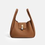 Women's Minimalist Genuine Leather Padlock Bucket Bag