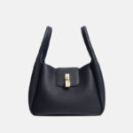 Women's Minimalist Genuine Leather Padlock Bucket Bag