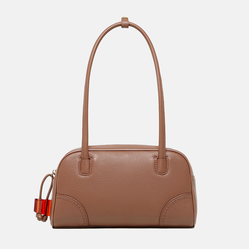 Minimalistische Baguette-Schultertasche aus echtem Leder mit Reißverschluss für Damen
