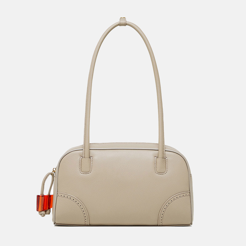 Minimalistische Baguette-Schultertasche aus echtem Leder mit Reißverschluss für Damen