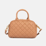 Women's Minimalist Leather Quilted Crossbody Boston Handbag