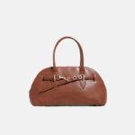 Women's Minimalist Leather Shell-Shaped Handbag With Buckle