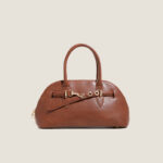 Women's Minimalist Leather Shell-Shaped Handbag With Buckle