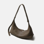 Women's Minimalist Leather Zipper Shoulder Baguette Bag