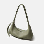 Women's Minimalist Leather Zipper Shoulder Baguette Bag