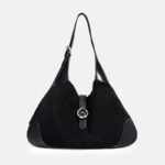 Women's Minimalist Suede Genuine Leather Magnetic Closure Hobo Bag