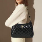 Women's Quilted Genuine Leather Chain Tote Bag