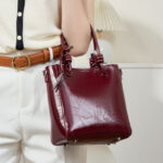 Women's Vintage Genuine Leather Crackle Bucket Bag