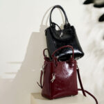 Women's Vintage Genuine Leather Crackle Bucket Bag