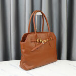 Women's Vintage Genuine Leather Tote Bag With Drawstring Buckle