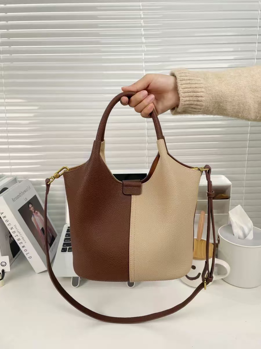 Women's Genuine Leather Tote Bag with Color Block Design photo review