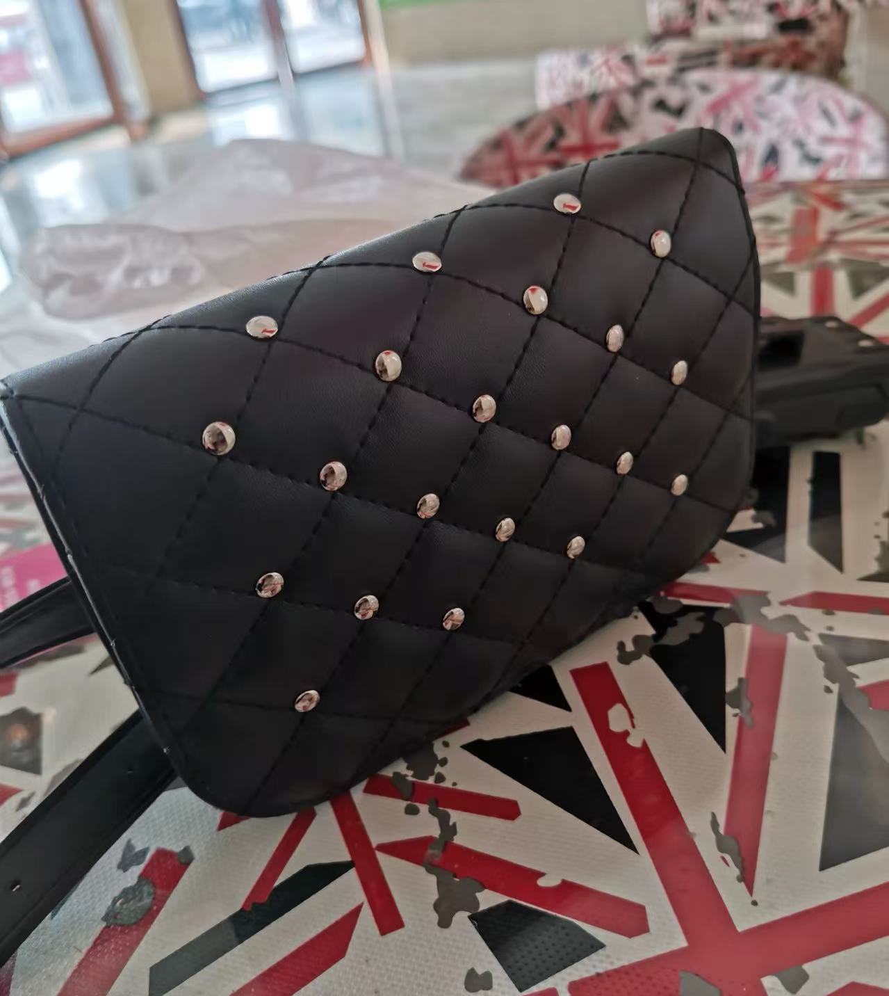 Women's Black Quilted Studs Mini Waist Fanny Packs photo review