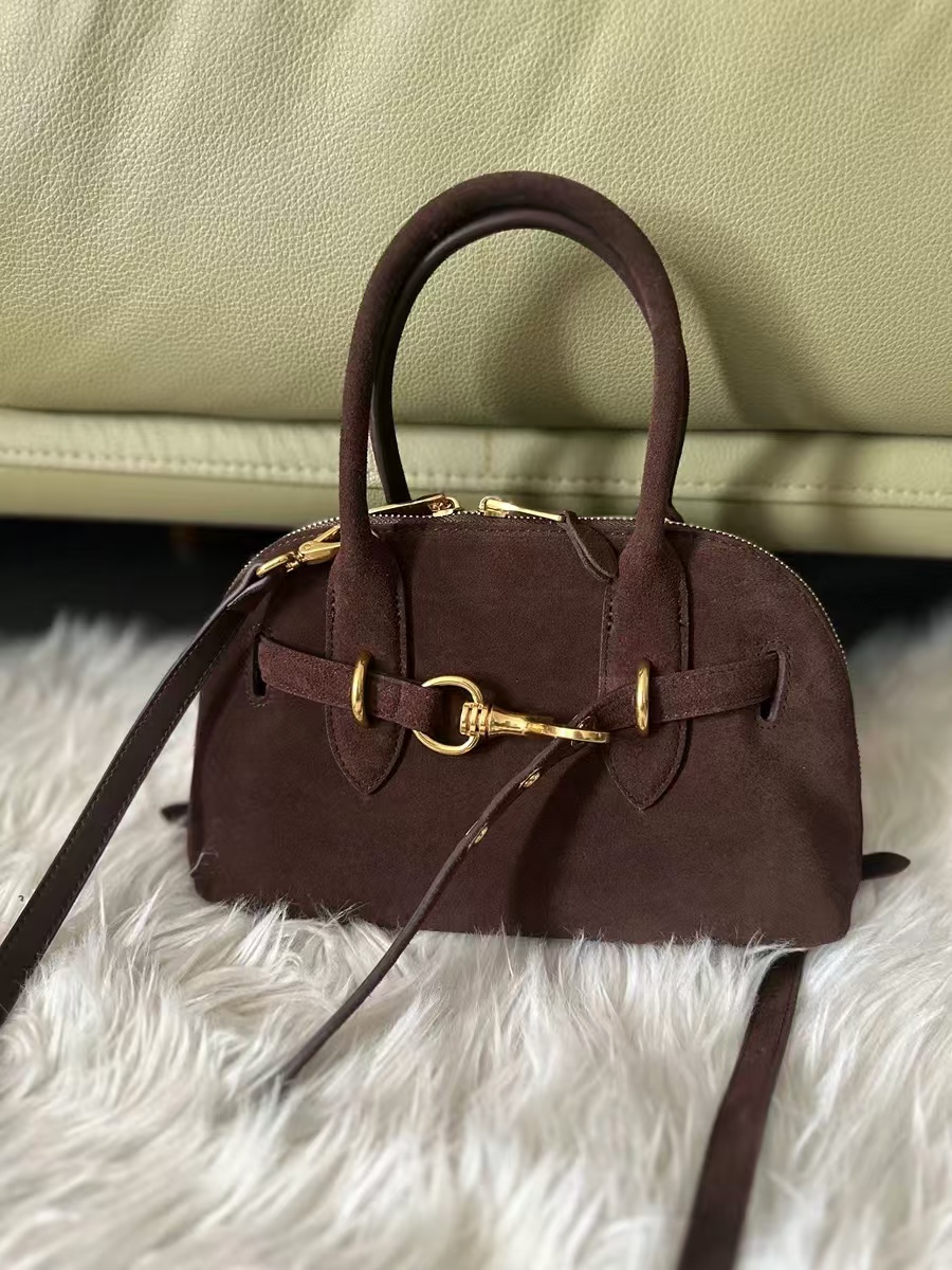 Women's Vintage Suede Genuine Leather Drawstring Handbag photo review