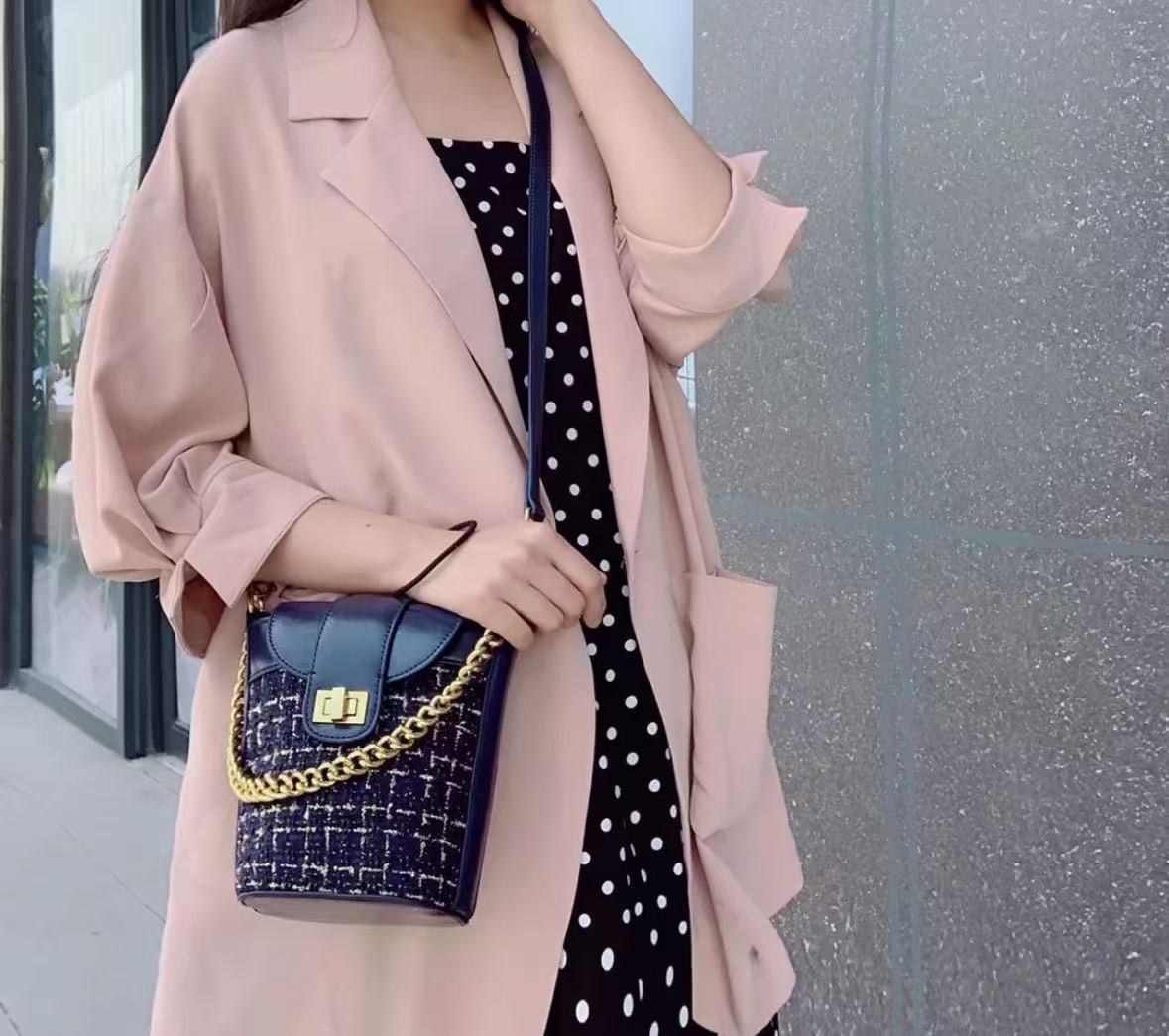 Women's Braided Mini Crossbody Bucket Bags in Vegan Leather photo review