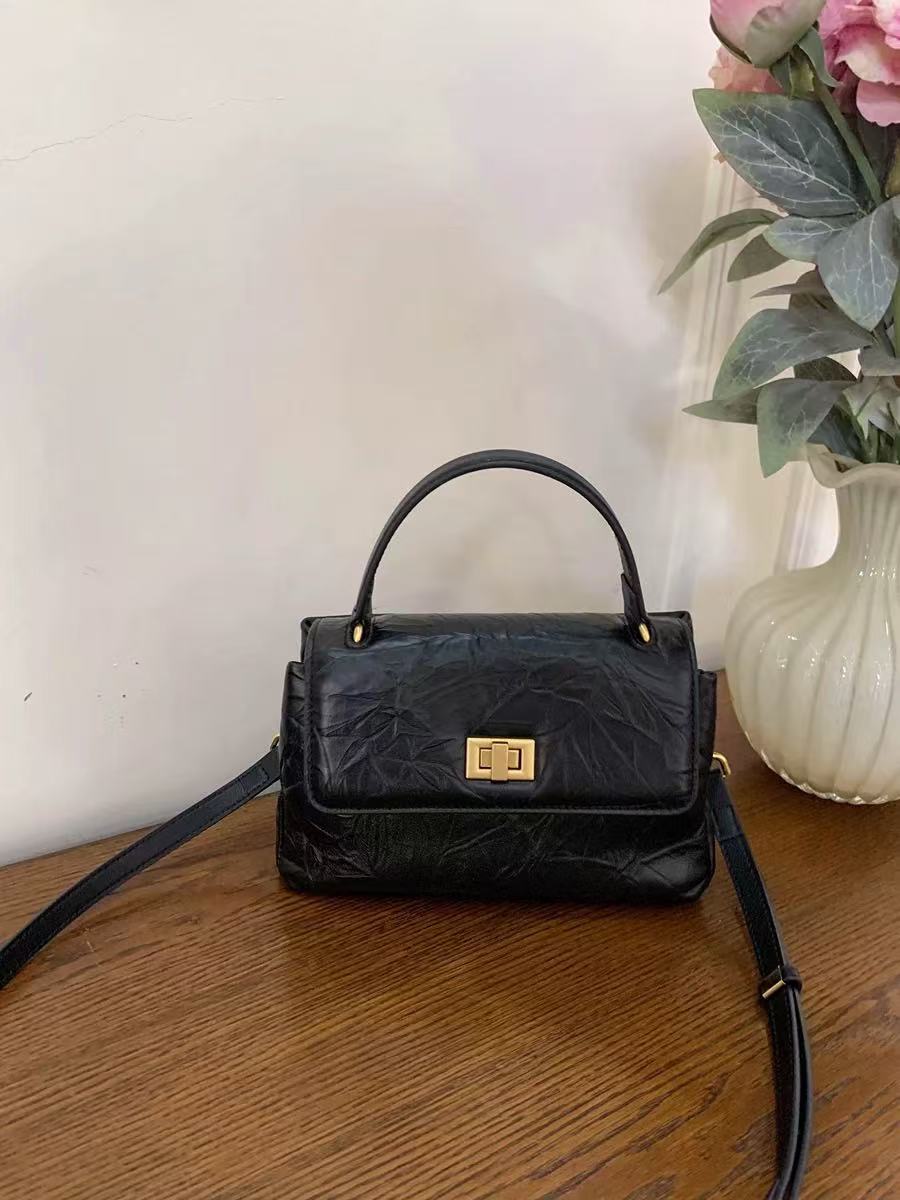 Minimalistische Damen Leder Schloss Verschluss Crossbody Top Handle Tasche photo review