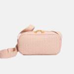 Sac à bandoulière en cuir véritable tissé en forme d'oreiller pour femmes