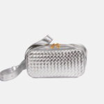 Sac à bandoulière en cuir véritable tissé en forme d'oreiller pour femmes