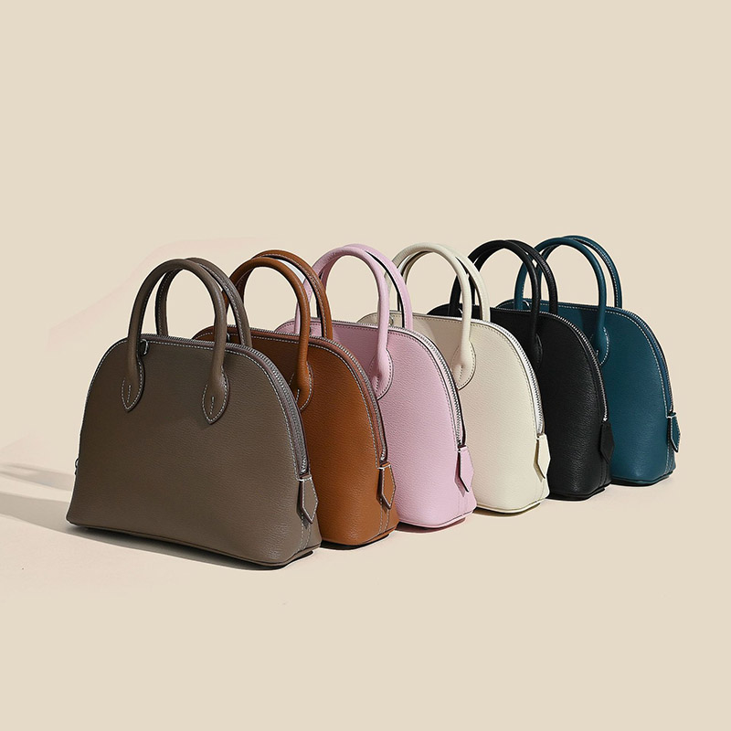 Women's Minimalist Genuine Leather Shell-Shaped Handbag