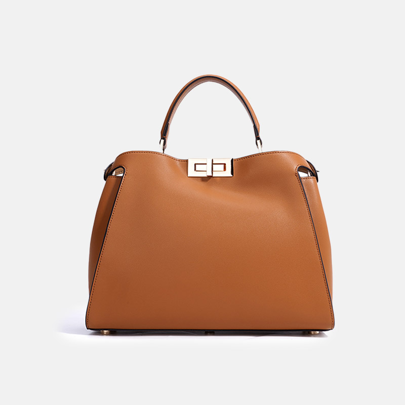 Minimalistische Damen Leder Twist-Lock Crossbody Handtasche