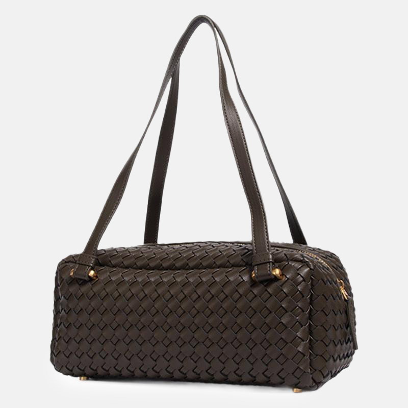 Women's Minimalist Woven Genuine Leather Shoulder Bag