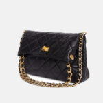 Women's Quilted Genuine Leather Lock Closure Chain Strap Shoulder Bag