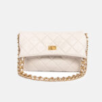 Women's Quilted Genuine Leather Lock Closure Chain Strap Shoulder Bag