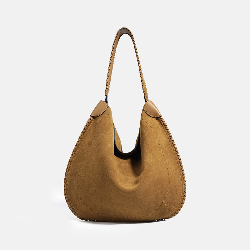 Damen Wildleder Echtes Leder Minimalistische Schulter Hobo Tasche